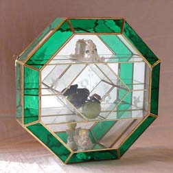 Medium Size Octagon Shaped Green Curio Cabinet