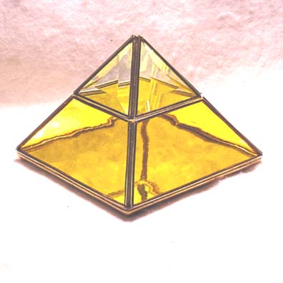 Glass pyramid with yellow sides